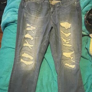 Torrid Blue Distressed Skinny Jeans